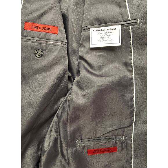 Linea Uomo Mens Gray Premium Wool Blazer 41R Natural Stretch Modern Fit Lapel - Picture 8 of 11